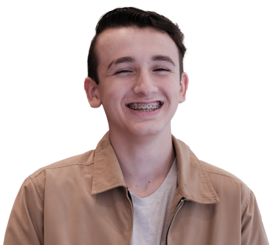 The photo young man smiling with braces